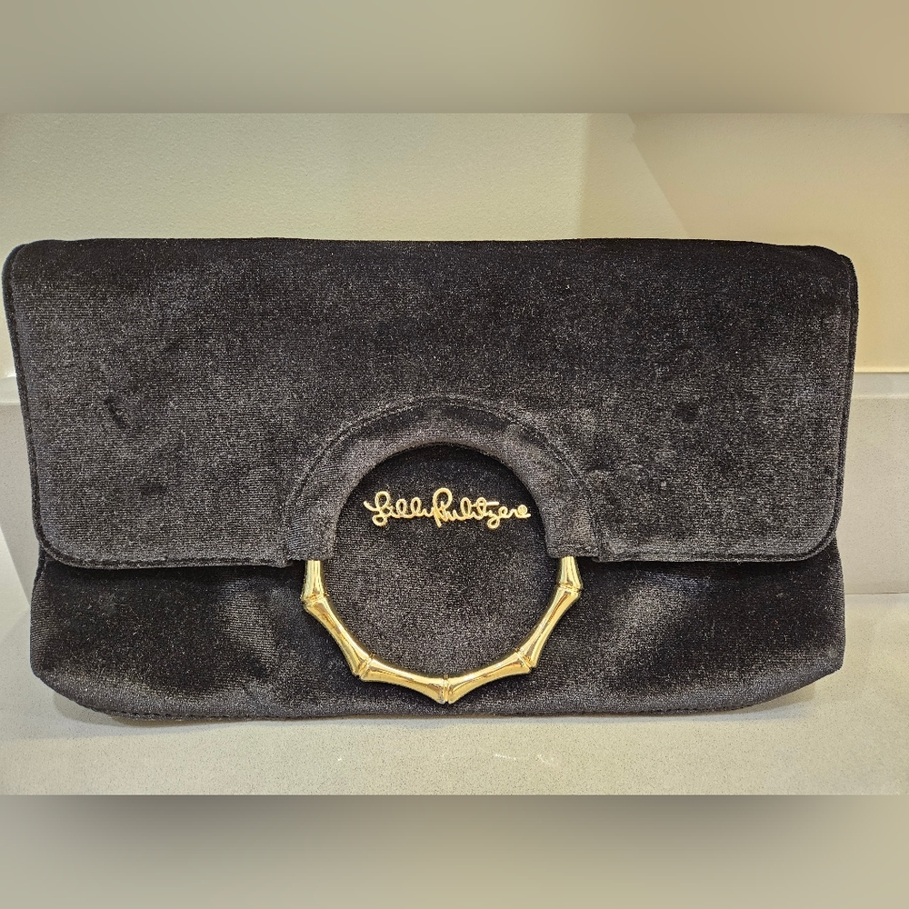 Lilly Pulitzer Black Velvet Purse